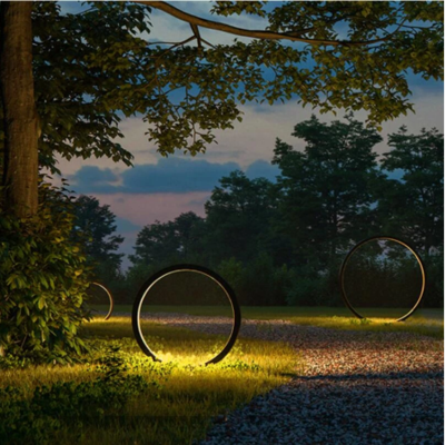 Waterproof 15W Round LED Garden Light Lawn Lamp Circle D400mm Modern Aluminum